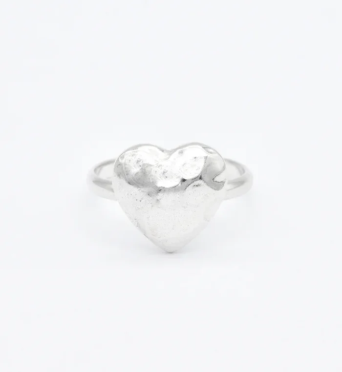 Hammered Heart Ring – Silver Heart Ring – Textured Heart Ring