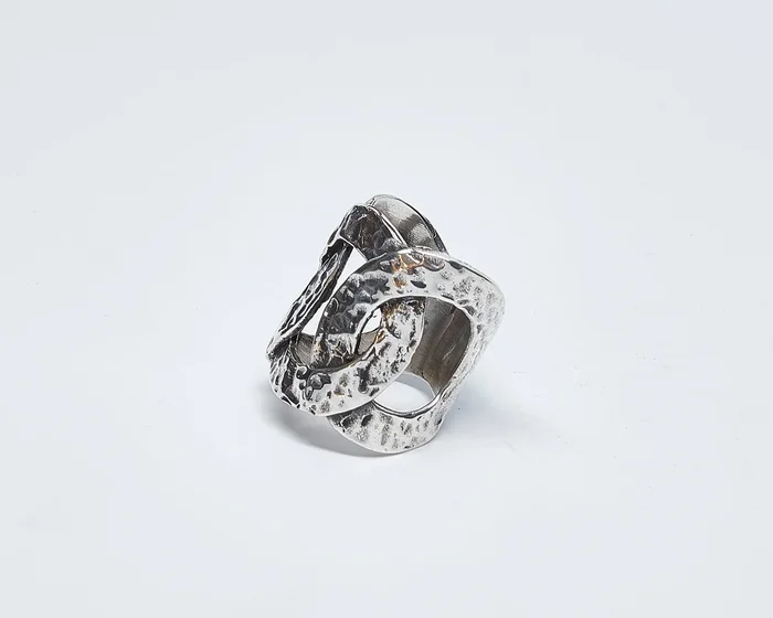 Hammered Loop Sterling Silver Ring