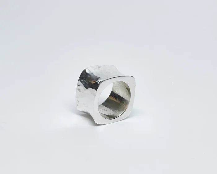 Hammered Sterling Silver Square Ring