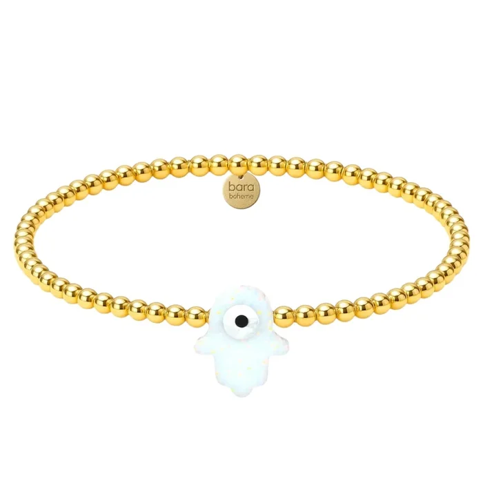 Hamsa + Eye | Beaded Opal Bracelet