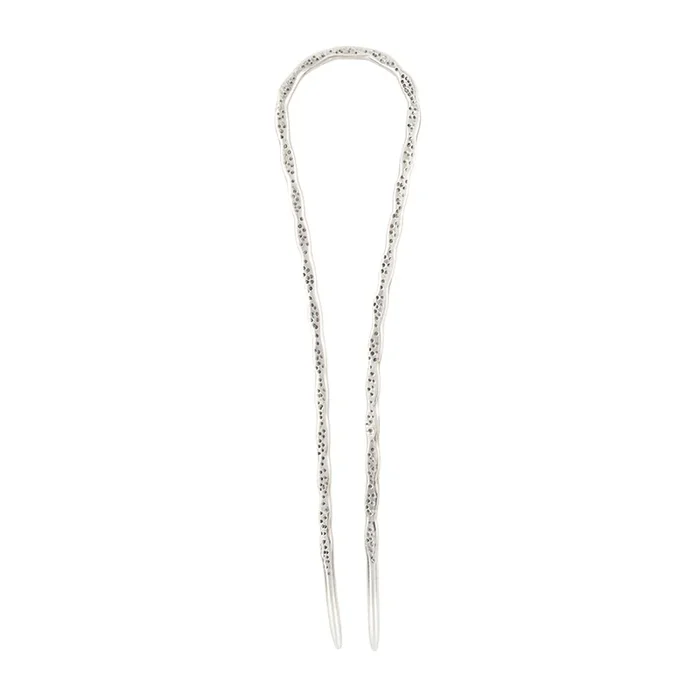 Hand-Tooled Hair Pin in Silver