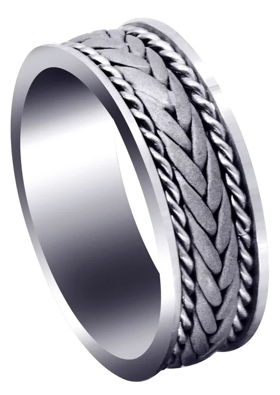 Hand Woven Unique Mens Wedding Band | Sand Blast Finish (Calvin)