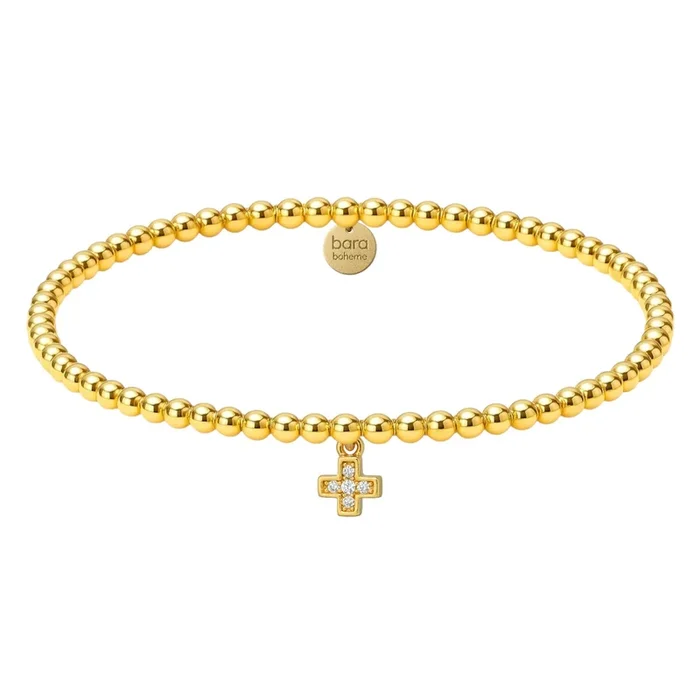 Hannah Cross Charm | Gold Filled Beaded Bracelet