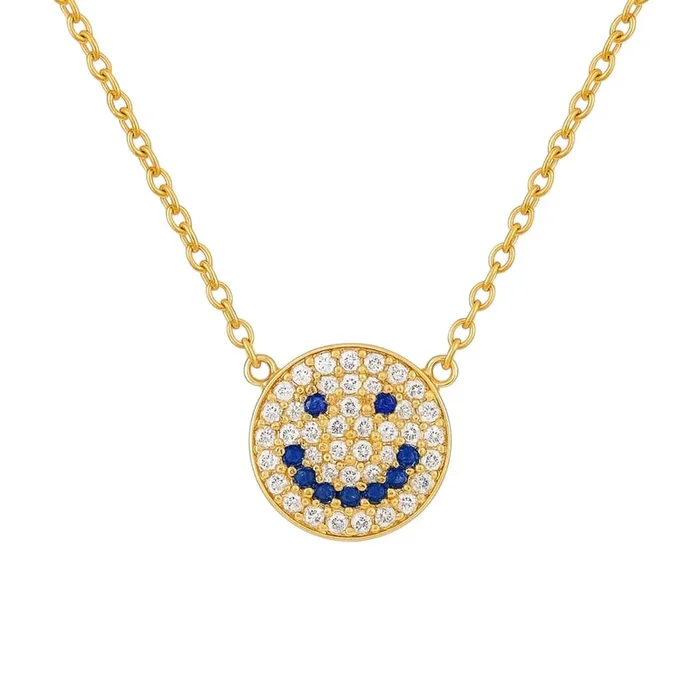 Happy Face | Pave Charm Necklace
