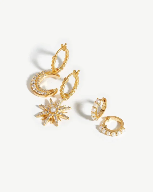 Harris Reed Moonlight Pearl Earring Set | 18k Gold Vermeil/Pearl