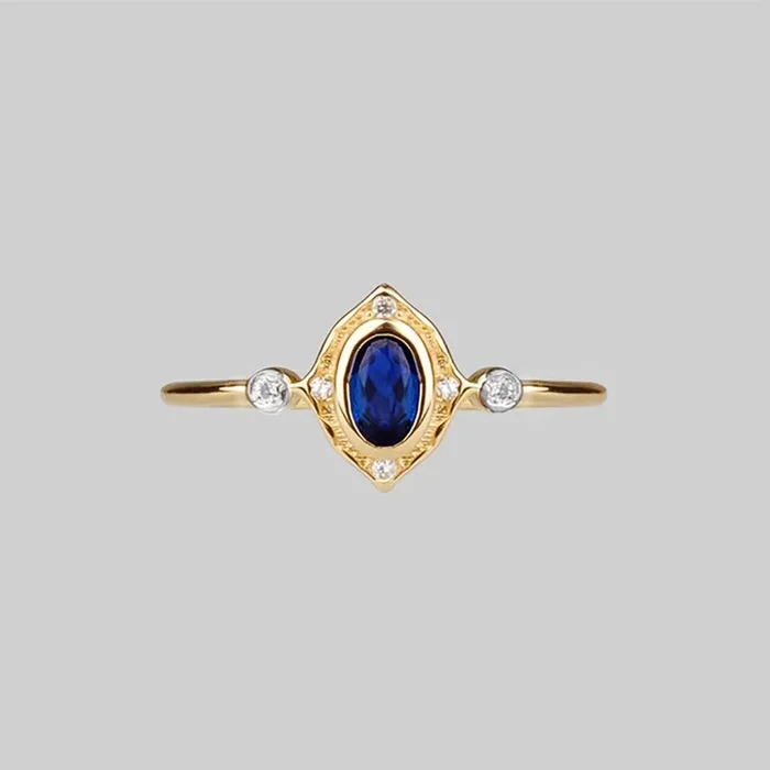 HAWTHORNE. Detailed Royal Blue Gold Ring