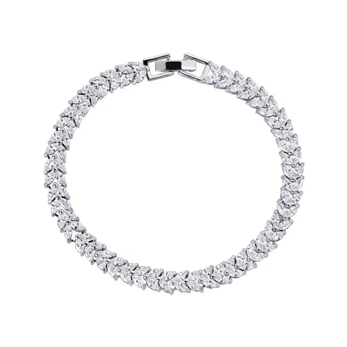Heart Cubic Zirconia Tennis Bracelet with Marquise Cut White Diamond Cubic Zirconia Stones