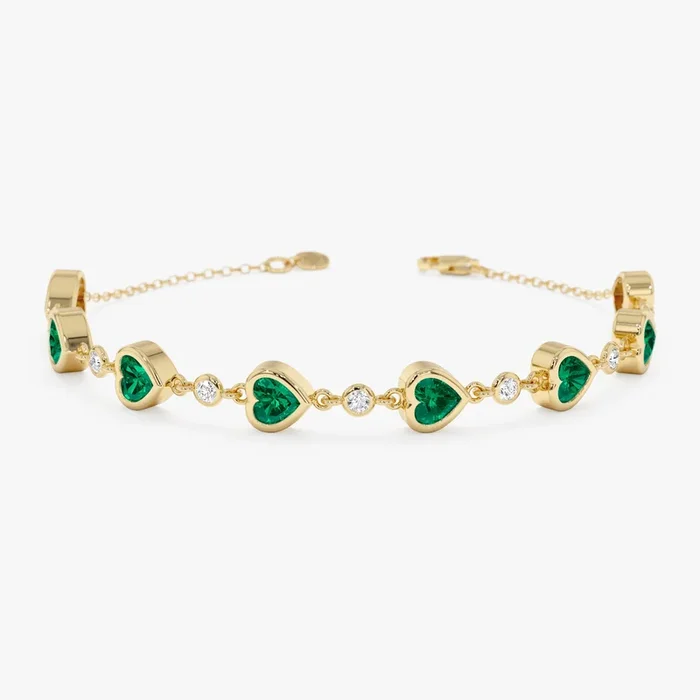 Heart Cut Lab Grown Emerald Bracelet, Thessira