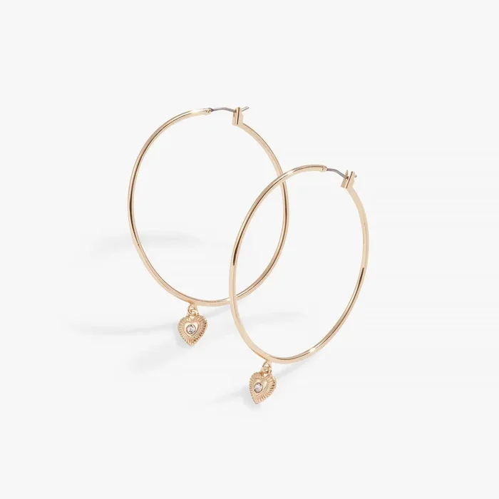 Heart Pendant Hoop Earrings