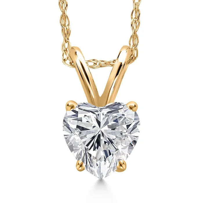 Heart Shape Pendant Necklace for Women | 10K Yellow Gold | Heart Shape 5MM | Gemstone Birthstone | Gold Necklace for Women | With 18 Inch Chain | Fine Jewelry Gifts for Her Mom Wife