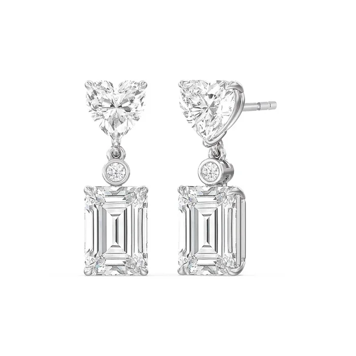 Heart Shape with Emerald Drop Earrings