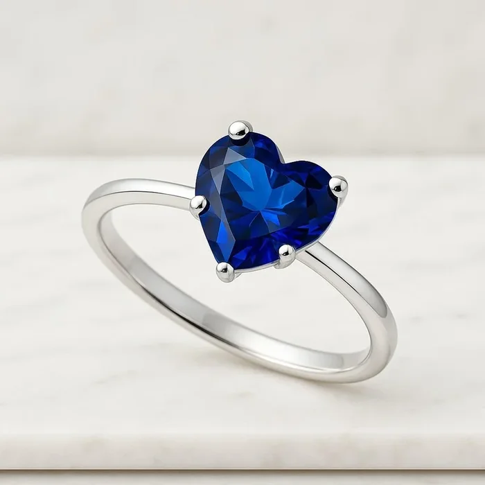 Heart Shaped Blue Sapphire Engagement Ring