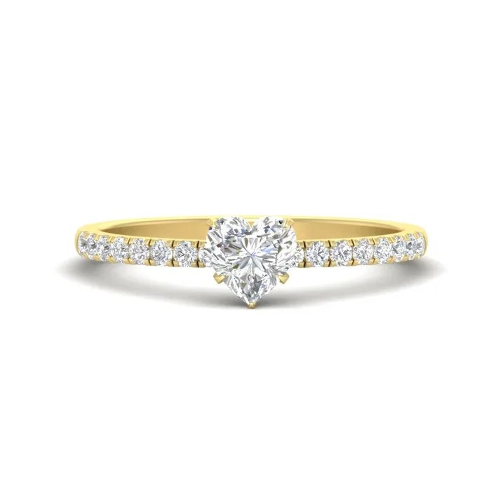 Heart Shaped French Pave Diamond Engagement Ring