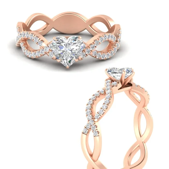 Heart Shaped Lab Diamond Infinity Twist Luxe Engagement Ring