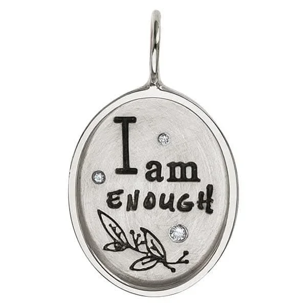 HEATHER B. MOORE Small Oval Frame “I Am Enough” Diamond Charm
