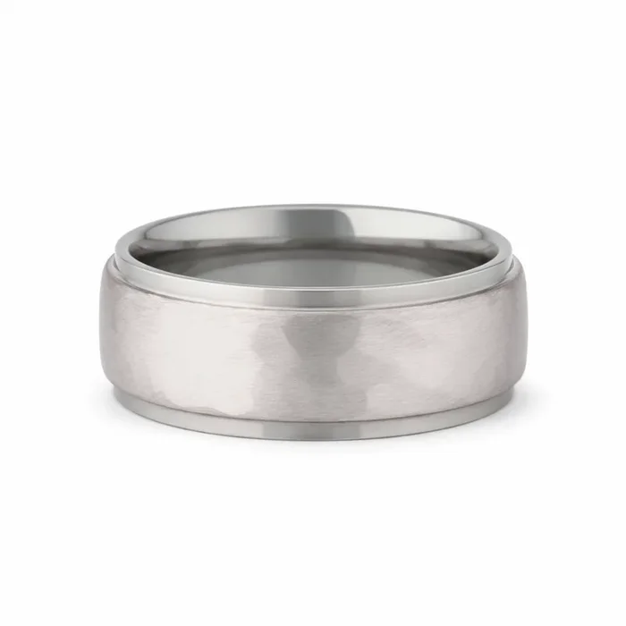 Heavy Stone® 8mm Hammered Edge Tungsten Men’s Band