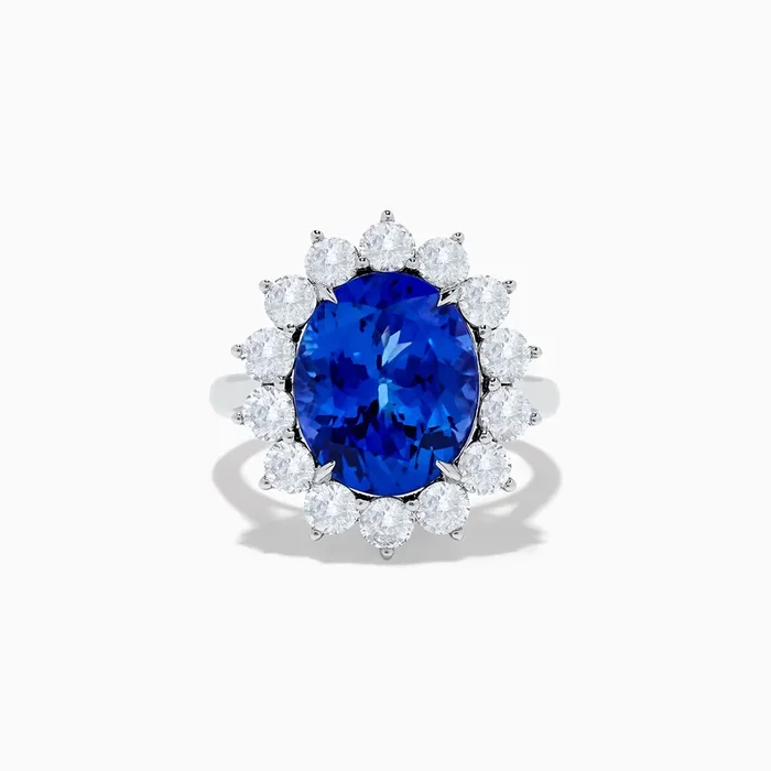 Hematian 14K White Gold Tanzanite and Diamond Ring