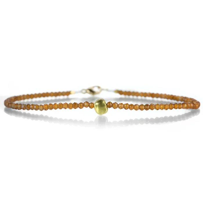 Hessonite Garnet Bracelet with Pebble Bead