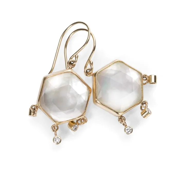 Hexagonal Mother of Pearl Earrings