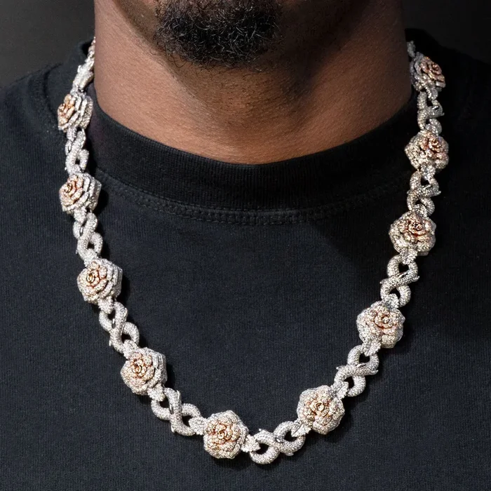 High End Jewelry – Iced Out Diamond Roses and Thorns Chain