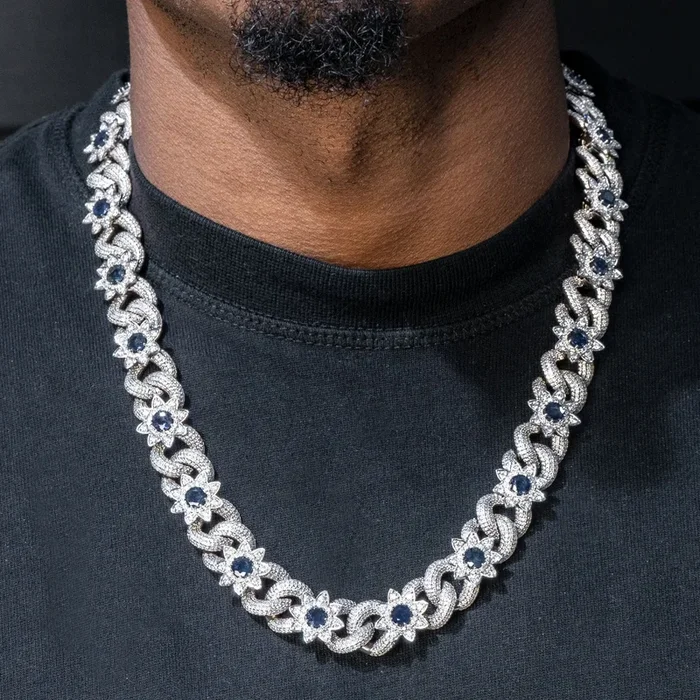 High End Jewelry – Iced Out Diamond Sapphire Chain