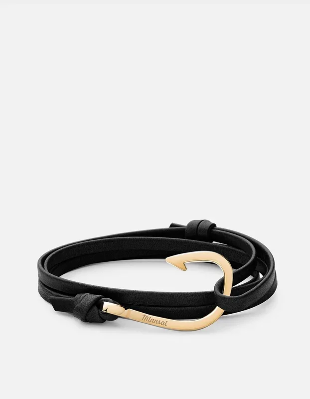 Hook Leather Bracelet, Gold