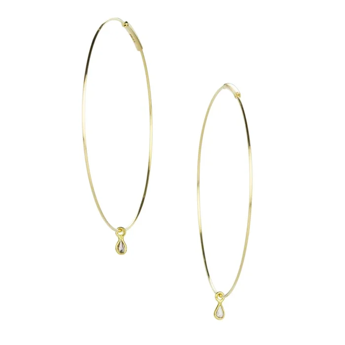 Hoops with Tiny Diamond Drops