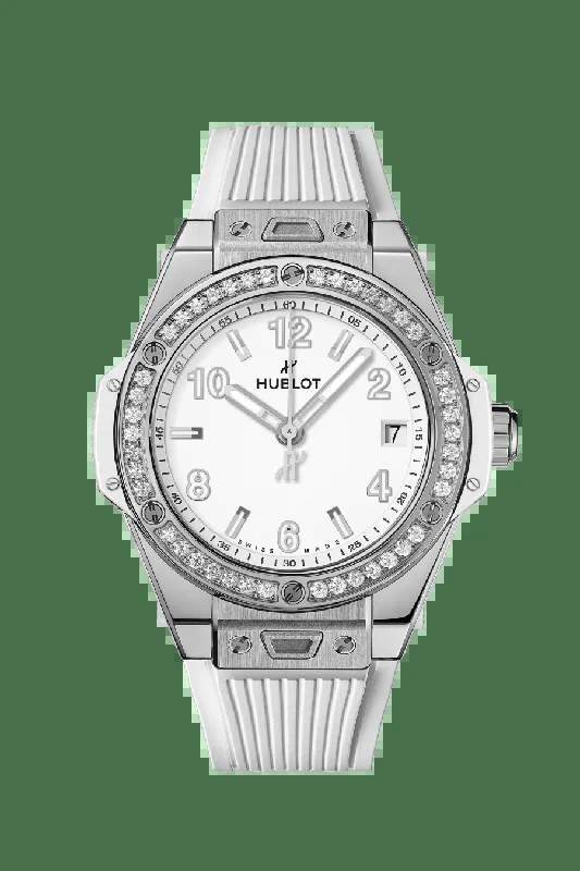 Hublot Big Bang One Click with White Dial in Stainless Steel with Diamond Bezel 39mm