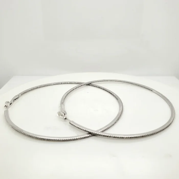 Huge 18kt White Gold Inside Outside Diamond Hoop Earrings