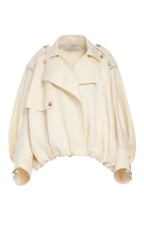 Hunt Oversized Trench Jacket in Ivory Textured Linen