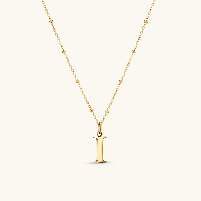 I Initial Pendant Necklace Gold