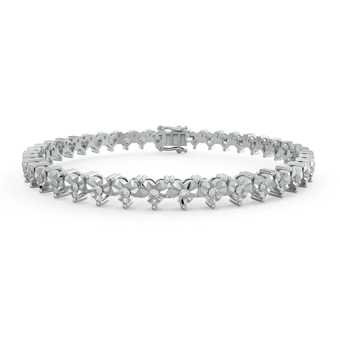 Infinity Glow Tennis 925 Sterling Silver Lab Grown Diamond Barcelet