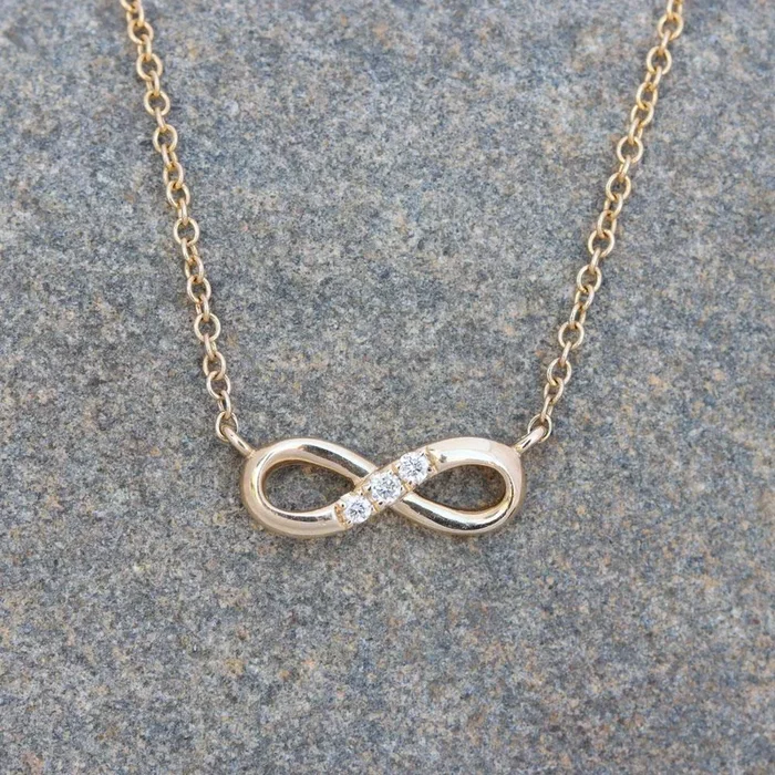 Infinity Petite Diamond Necklace in 14k Yellow Gold