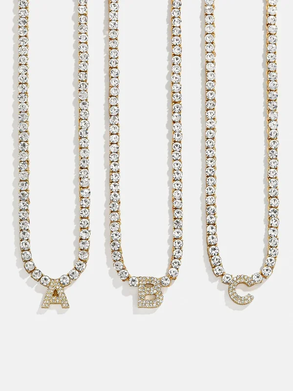 Initial Tennis Necklace – Gold/Pavé