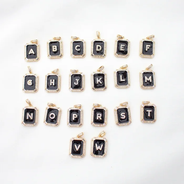 Initial Tile Necklace Ink Letter C