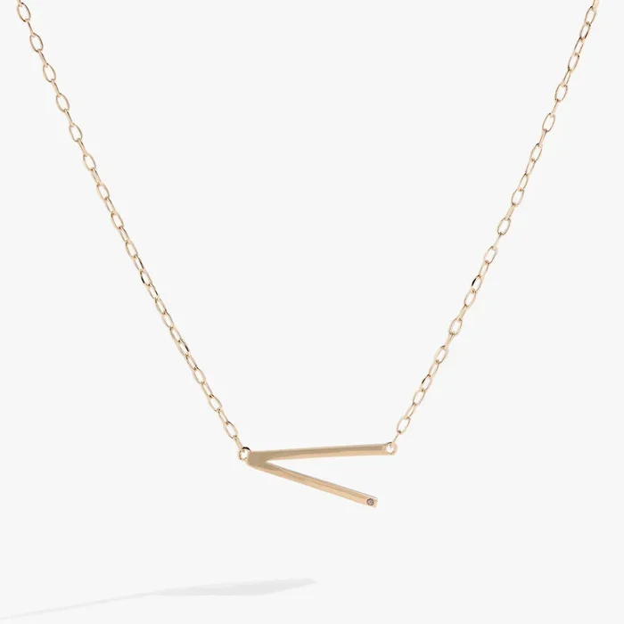 Initial V Precious Elongated Necklace