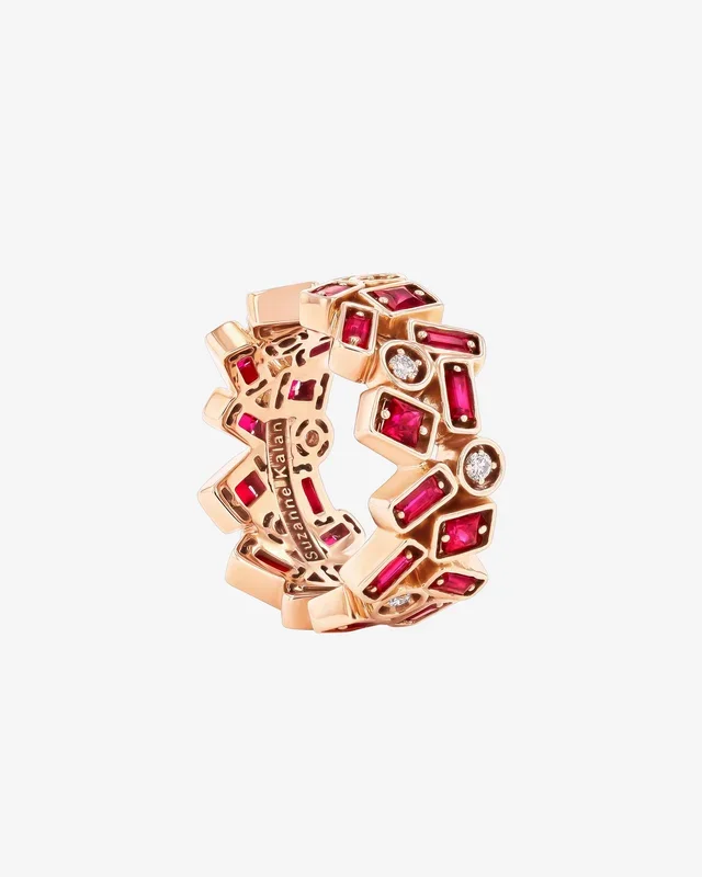 Inlay Double Row Ruby Eternity Band