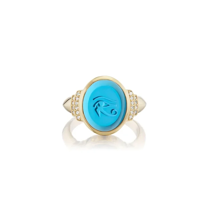 Intaglio Eye of Horus Motif Signet Ring