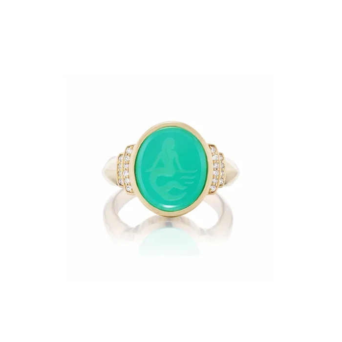 Intaglio Mermaid Motif Signet Ring