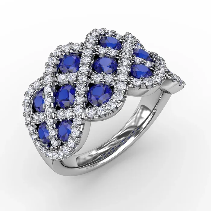 Interweaving Sapphire & Diamond Ring