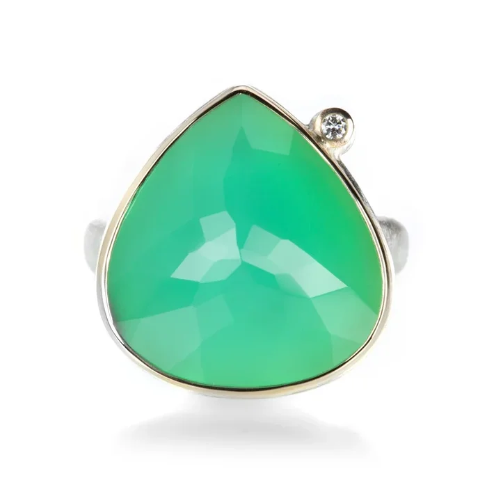 Inverted Lotus Chrysoprase Ring