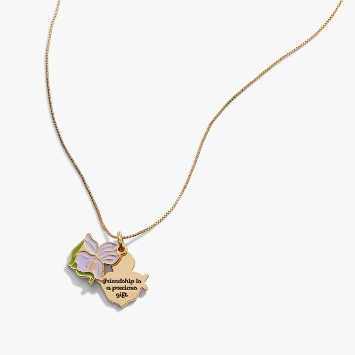 Iris Flower ‘Friendship Is A Precious Gift’ Necklace