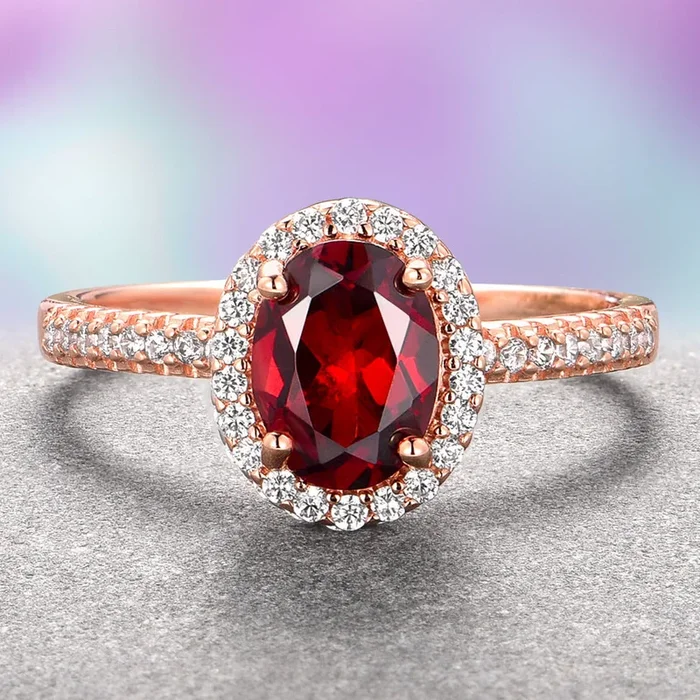 Iris Natural Red Garnet Ring in 14K Rose Gold Vermeil