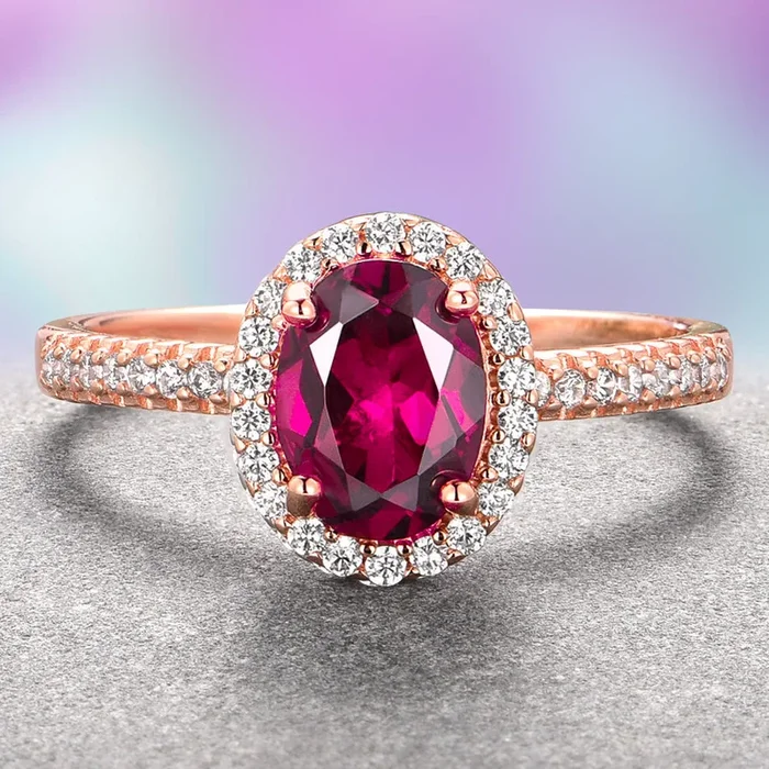 Iris Oval Ruby Engagement Ring- 14K Solid Rose Gold