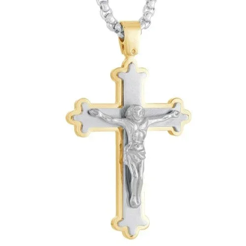 Italgem 22″ Men’s IP Steel Crucifix Pendant
