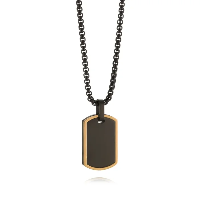 Italgem 22″ Men’s IP Steel Dog Tag Pendant