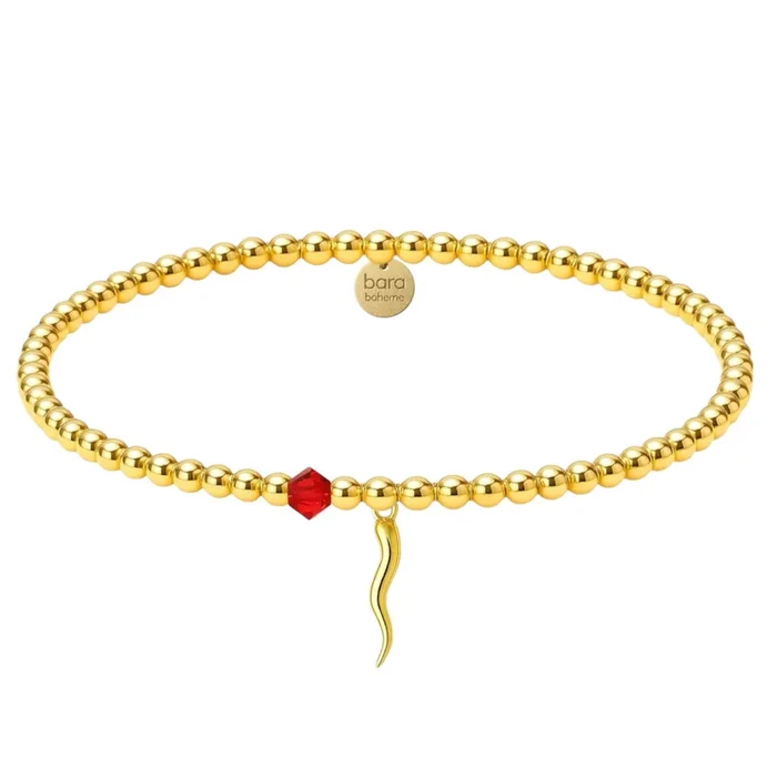 Italian Horn + Crystal | Gold Filled Beaded Bracelet