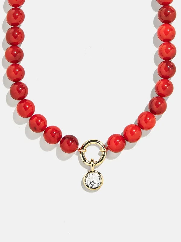 Janette Beaded Ring Necklace – Carnelian