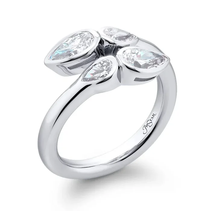 JB STAR Bezel Set Pear Shape Bypass Diamond Ring