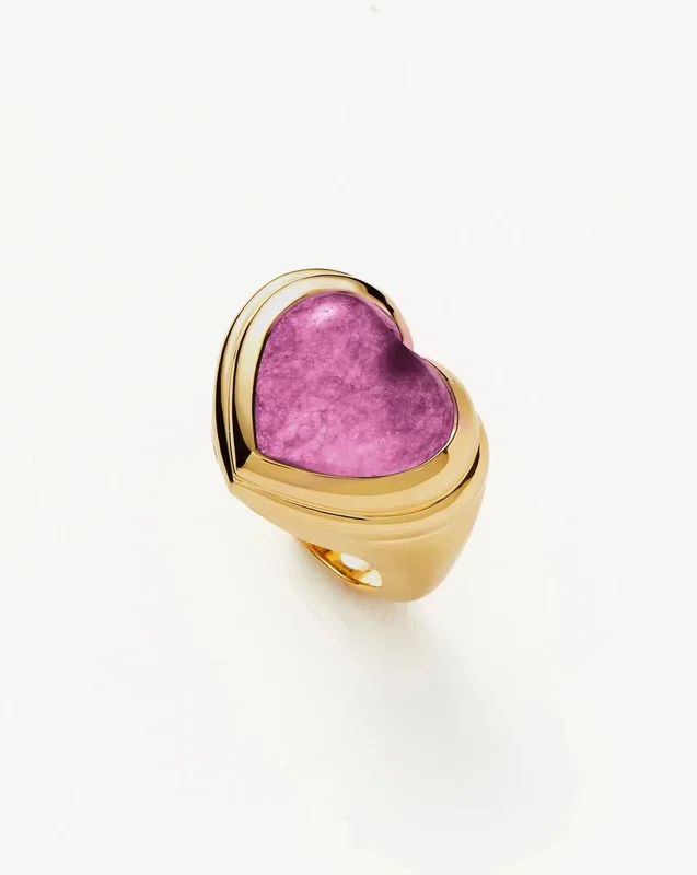 Jelly Heart Gemstone Ring | 18ct Gold Plated/Purple Quartz